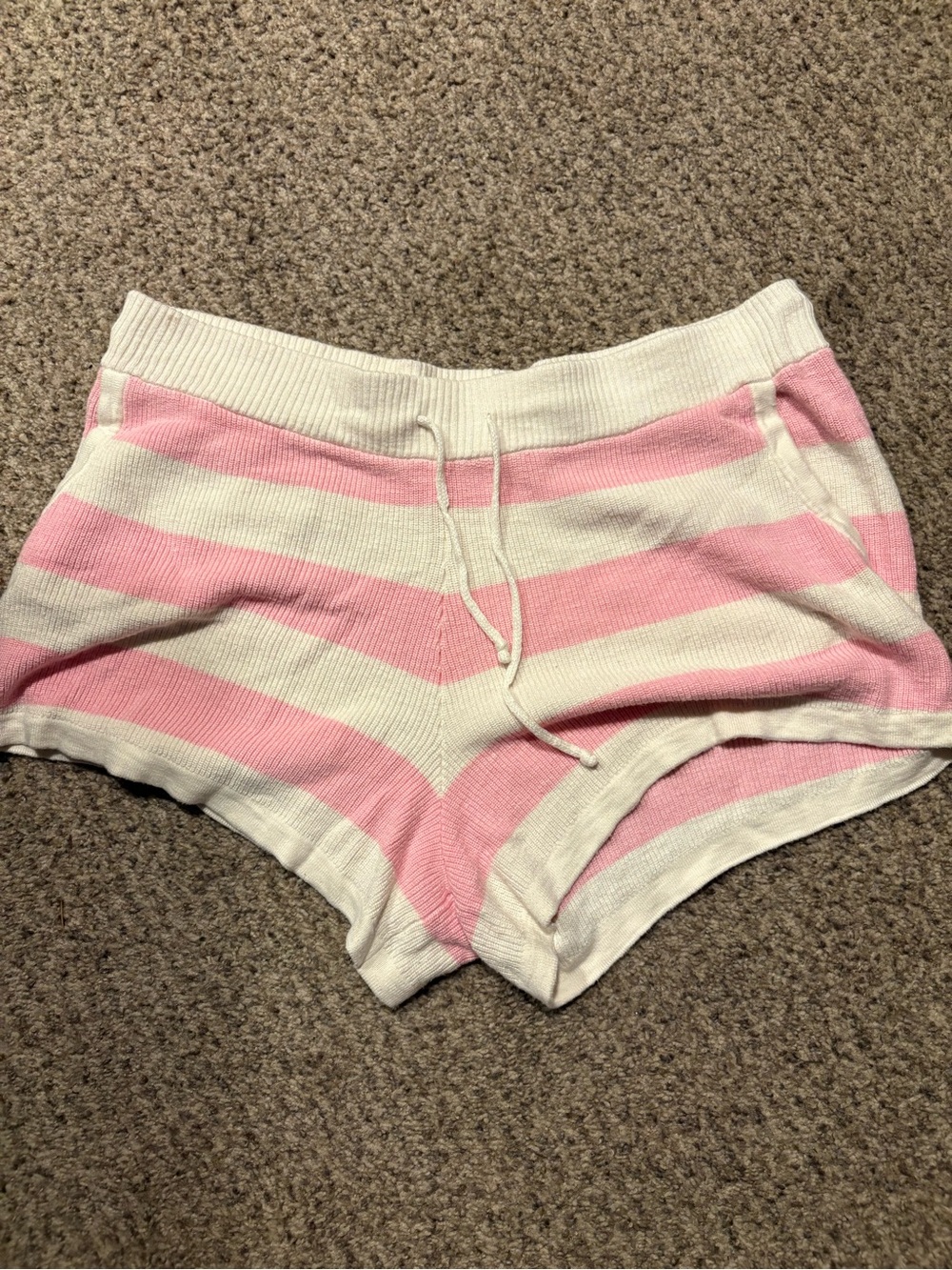 JoyLab Pink & Cream Striped Knit Lounge Shorts